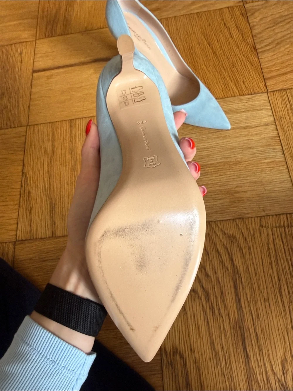 Gianvito Rossi Blue Suede Heels